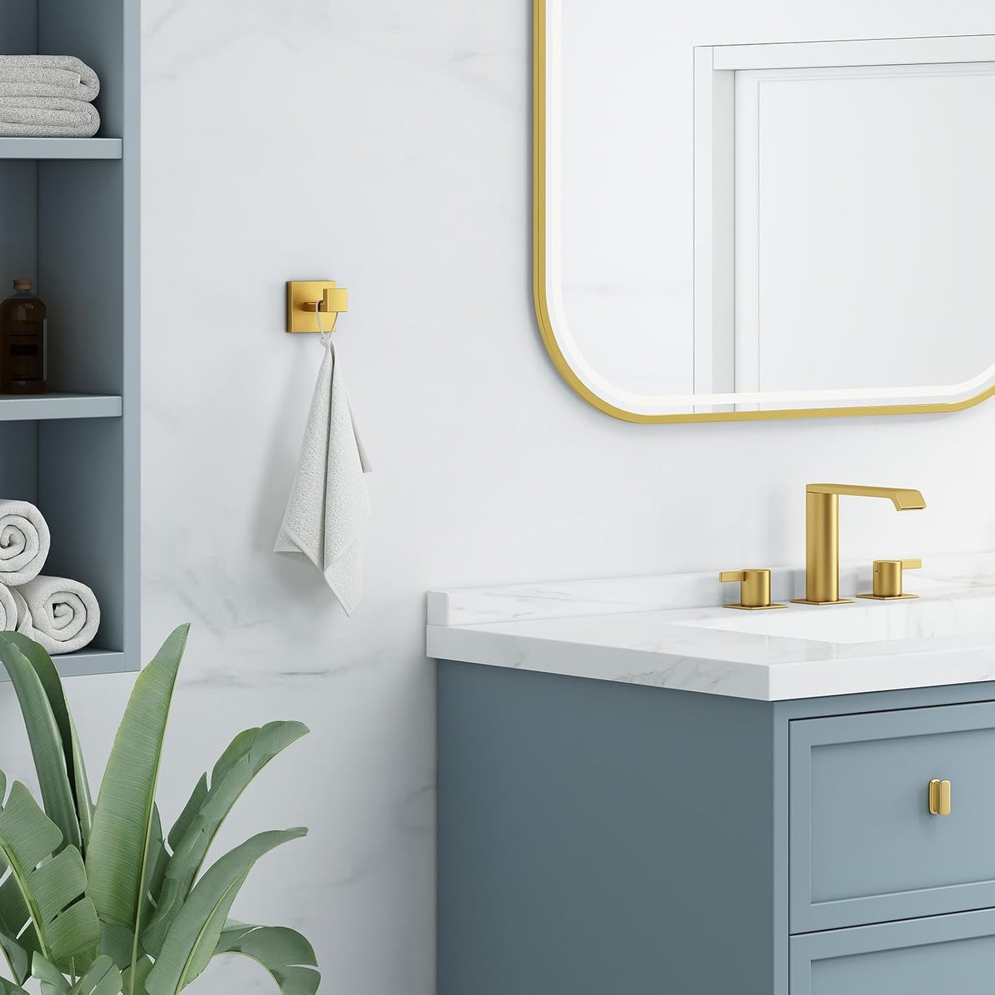 Angle Simple Towel Hook, SUS 304 Stainless Steel Hand Towel Holder for Bathroom, Wall Coat Hook, Brushed Gold