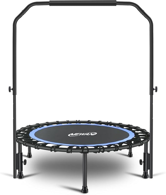 Newan 40" Silent Mini Trampoline with Adjustable Handle Bar Fitness Trampoline Bungee Rebounder Jumping Cardio Trainer Workout for Adults - Max Limit 330 lbs