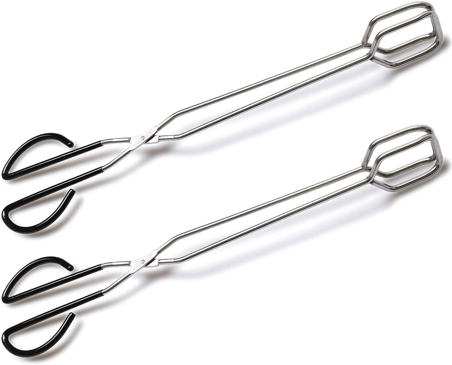 2Pcs 16 Inch Extra Long Stainless Steel Kitchen Scissor Tongs, Non-Slip Comfortable Red Grip, Heat Resistant for BBQ and Cooking