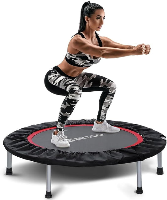 BCAN 38"/40''/48'' Foldable Mini Trampoline Fitness Trampoline with Safety Pad,Rebounder Exercise Trampoline for Adults Indoor/Garden Workout,Max Load 300lbs/440lbs