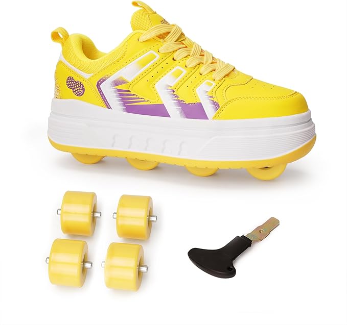 Roller Skate Shoes & Sneakers with Wheels, Outdoor Roller Skates for Girls Boys, Shoes with Wheels for Christmas Birthday Gift