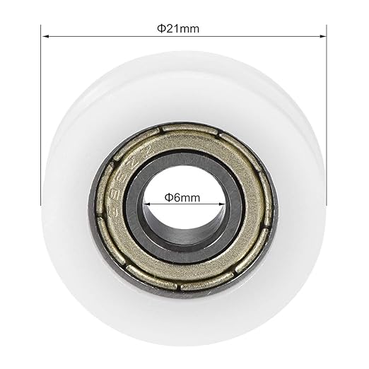 uxcell Nylon Pulley U Groove Ball Bearing Roller Guide Wheel 6x21x7mm Double Metal Shielded (GCr15) Chrome Steel Bearings 4pcs