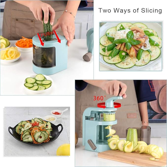 Ourokhome Vegetable Spiralizer Zucchini Noodles Maker – 4 Built-in Spiral Slicer Blade for Veggie Spaghetti Paste