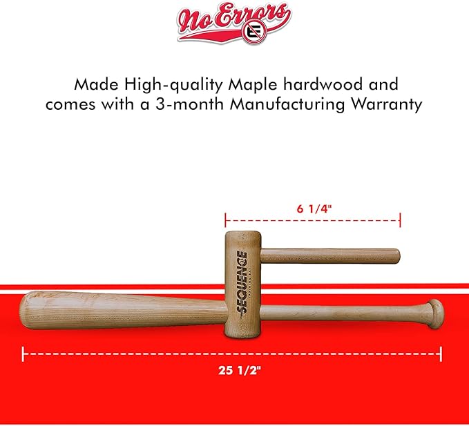 No Errors Sports Sequence Training Bat, Ultimate Two-Handed Baseball Trainer for Swing & Barrel Control, Ideal for Pro Players & Coaches