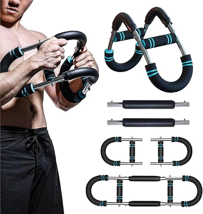 Twister Arm Exerciser, Chest Workout Equipment, Portable Power Twister Bar, Adjustable Spring Workout Bar for Enhancing Upper Body Muscle, 30-120lbs