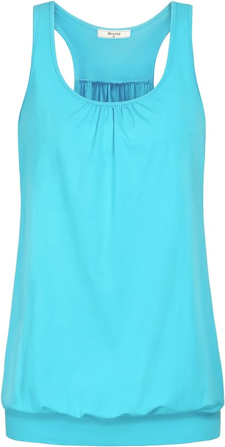 Miusey Womens Sleeveless Round Neck Loose Fit Racerback Yoga Tank Top