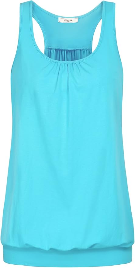 Miusey Womens Sleeveless Round Neck Loose Fit Racerback Yoga Tank Top