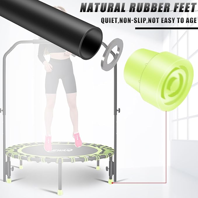 Newan 40" Silent Mini Trampoline with Adjustable Handle Bar Fitness Trampoline Bungee Rebounder Jumping Cardio Trainer Workout for Adults - Max Limit 330 lbs