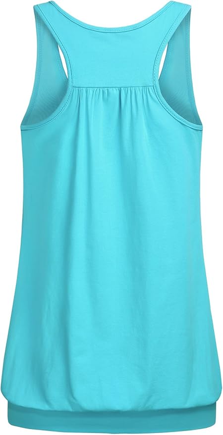 Miusey Womens Sleeveless Round Neck Loose Fit Racerback Yoga Tank Top
