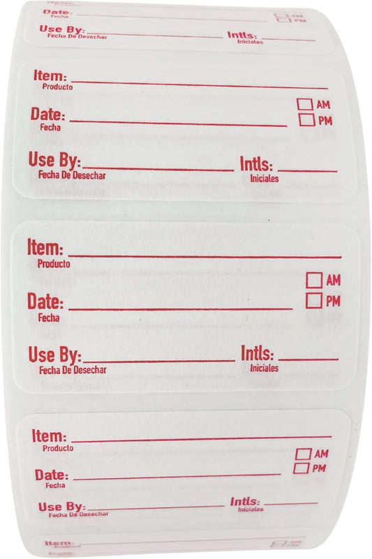 2x1 Dissolvable Food Labels (500, Red) - Writeable Material, Easy Removal, Restaurant Supplies, Kitchen Labels