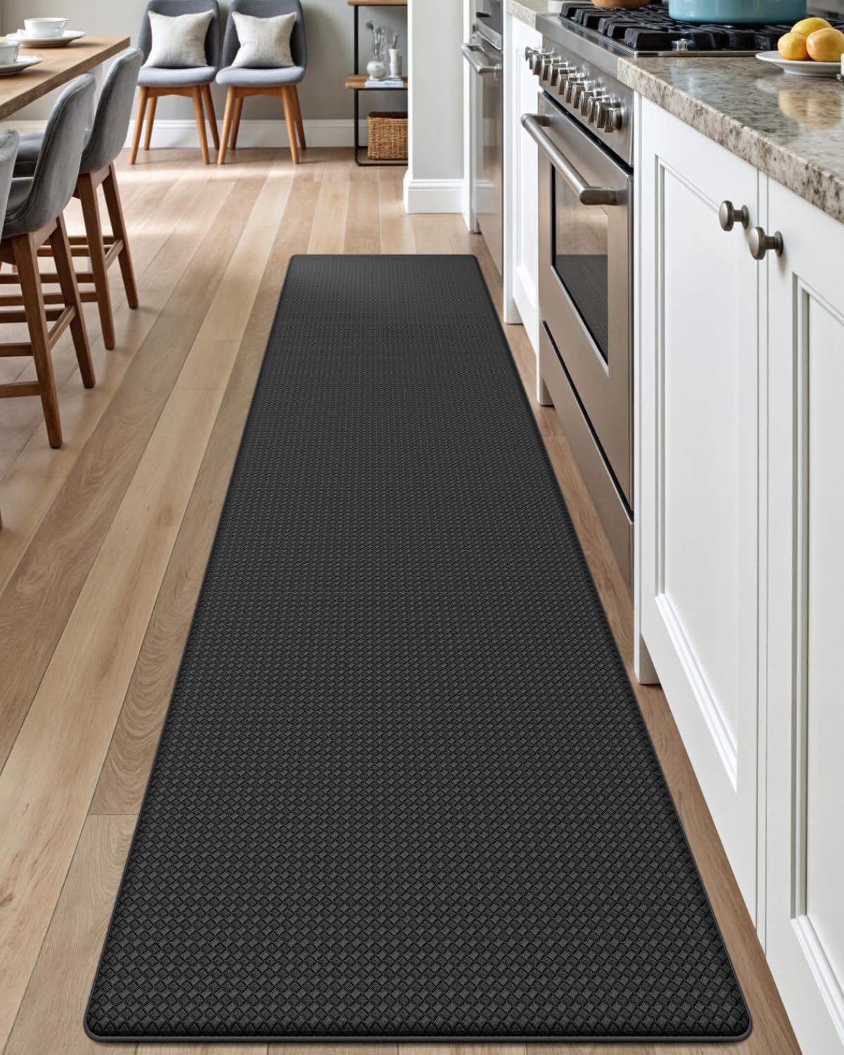 DEXI Kitchen Floor Mats Cushioned Anti Fatigue,17x79,Long Standing Runner Rug Waterproof, Comfort Memory Foam Padded for Front Sink Laundry, Black