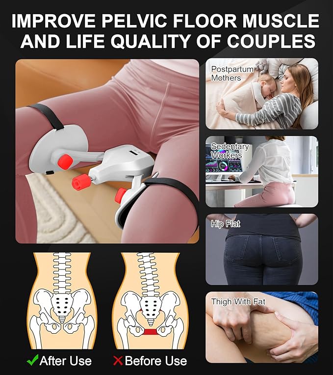 Thigh Master Hip Trainer Kegel Exerciser - Pelvic Floor & Inner Thigh Exercise Device - 77LBS Adjustable Leg Workout Equipment for Home Gym