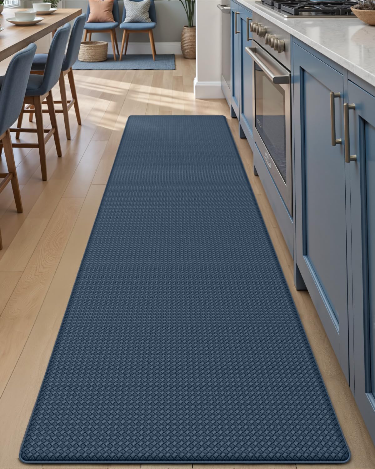 DEXI Kitchen Floor Mats Cushioned Anti Fatigue, 23x86, Large Long Standing Runner Rug Waterproof, Comfort Memory Foam Padded for Front Sink Laundry, Navy