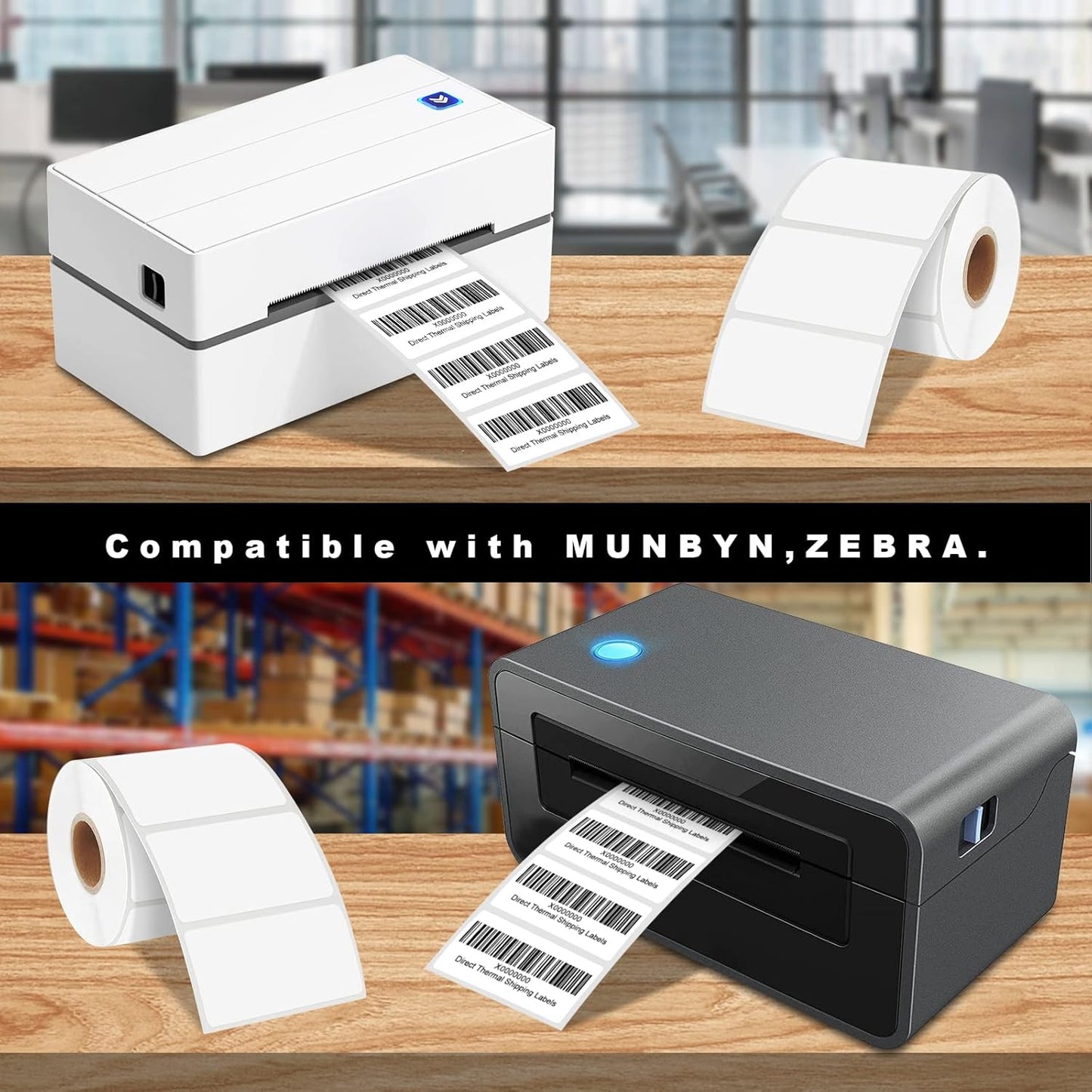 CLASSY 2" x 1" Direct Thermal Labels, Barcode & Return Address, Compatible with Zebra & Rollo Printers (1300 Labels)