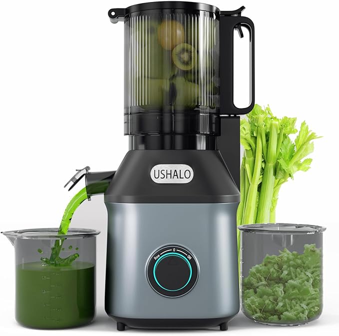 Cold Press Juicer, Juice Extractor Machine with 5.5" Extra Large Feed Chute, 300W Slow Masticating Juicer for Whole Vegetables and Fruits, 1.8L Auto-Feed Time-Saver, Easy to Clean