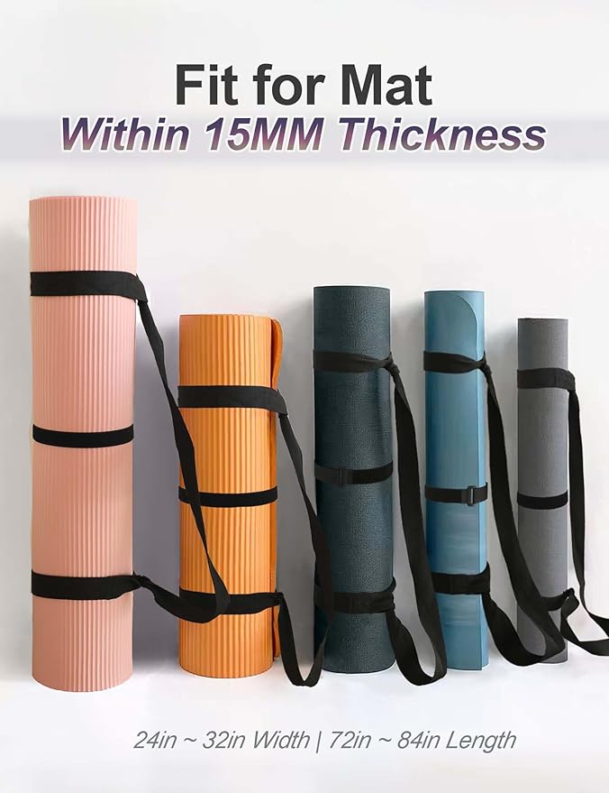 MRZZATA Yoga Mat Carrier Strap - Adjustable Thick and Wide Strap for Carrying Mat or Stretching, Black
