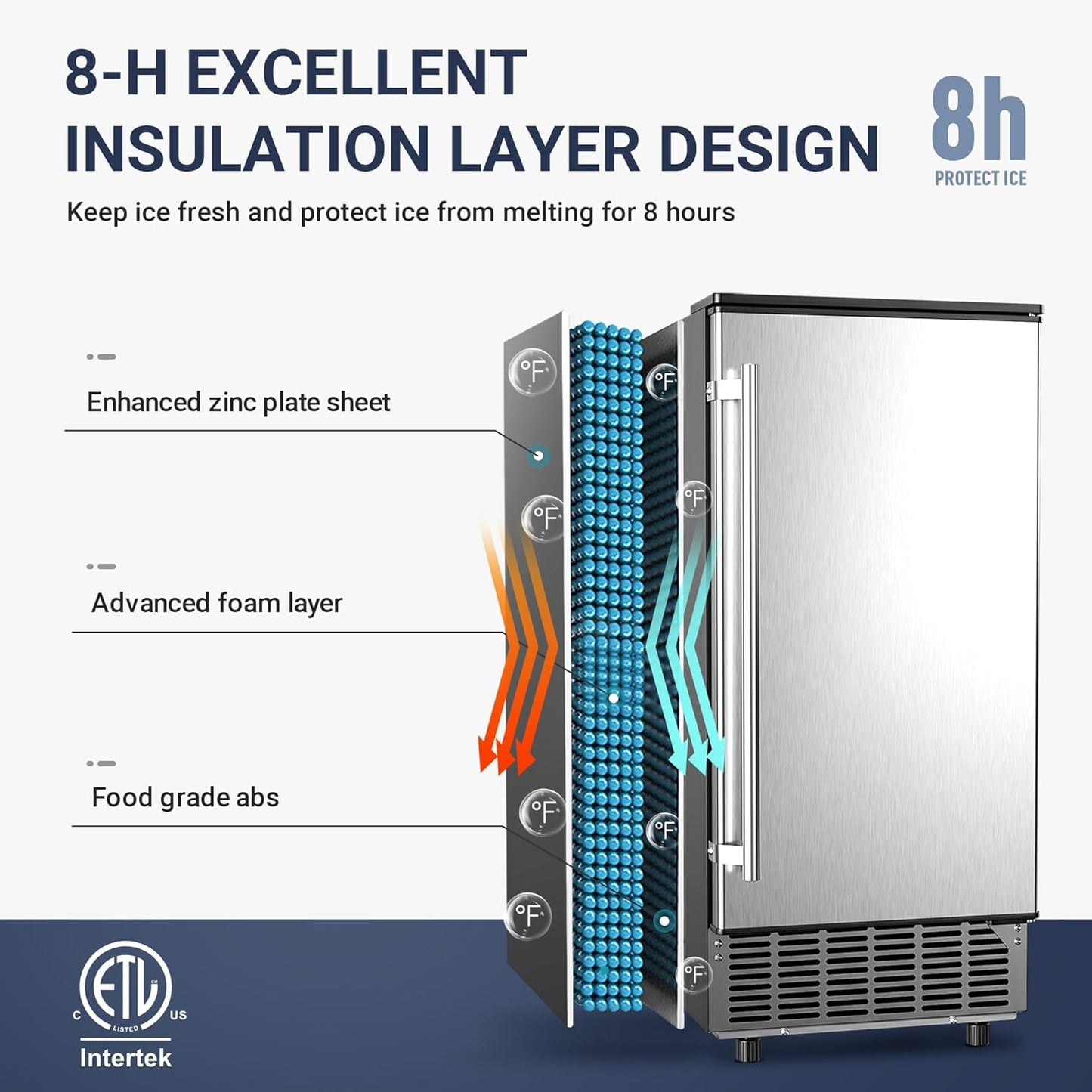 Commercial Under Counter Ice Maker Machine with Drain Pump, 80Lbs/Day with 24lbs Storage, Auto-Cleaning, 24H Timer, Built-in Freestanding Ice Maker for Home/Commercial & Home Use. (Steel)