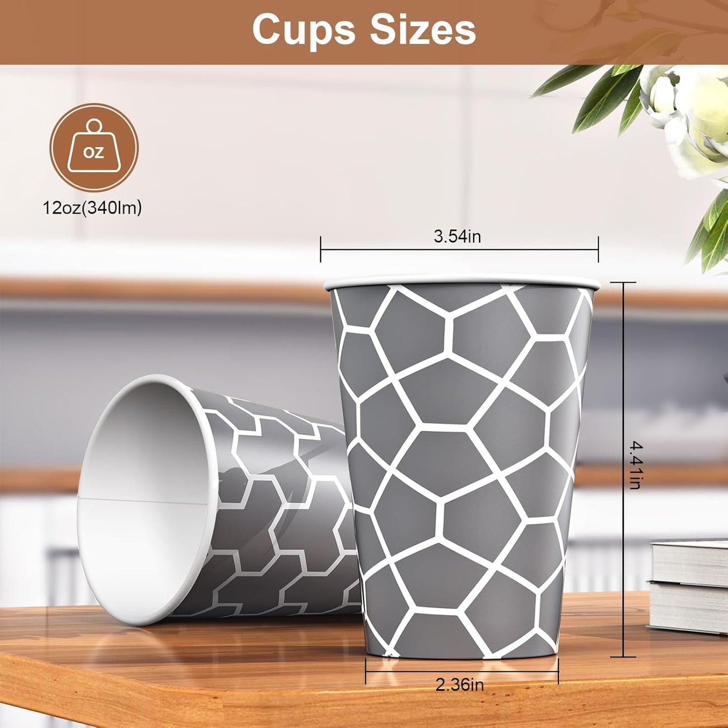 Coffee Cups 12 oz Paper Cups [1000 Count], Disposable Coffee Cups, 12 oz Hot/Cold Cups, Thickened Insulated Cup for Cafes, Office, Party, Home, Travel, and Events