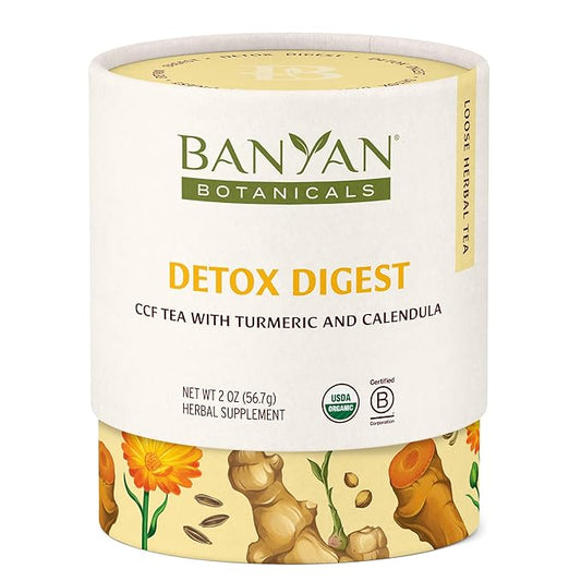 Banyan Botanicals Organic Detox Digest CCF Tea, 2 oz - Herbal Loose Leaf Tea with Turmeric & Ginger for Digestion & Cleansing - Non-GMO, Sustainably Sourced, Caffeine Free