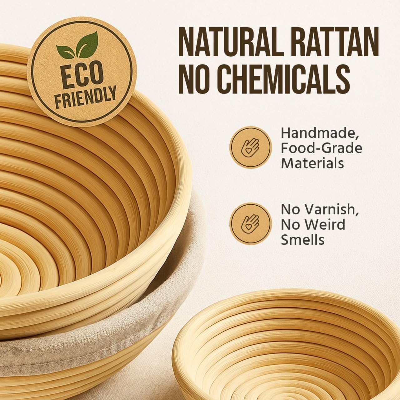 Trailblaze Banneton Bread Proofing Basket Set – Complete Sourdough Bread Baking Supplies – Sourdough Starter Kit – Sourdough Proofing Basket Gift for Bakers - Bread Baskets (9" Round & 10" Oval)