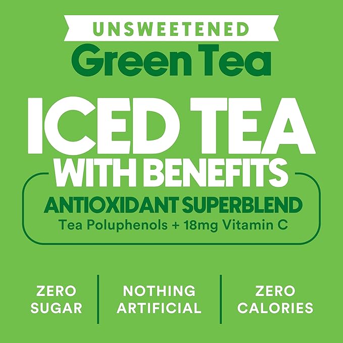 Ryl Unsweetened Green Iced Tea – Antioxidant Superblend, No Artificial Ingredients, Zero Sugar, Zero Calorie, Low Carb, Non-GMO, Kosher, Gluten Free, Made in the USA, 12-Pack, 16 Fl Oz