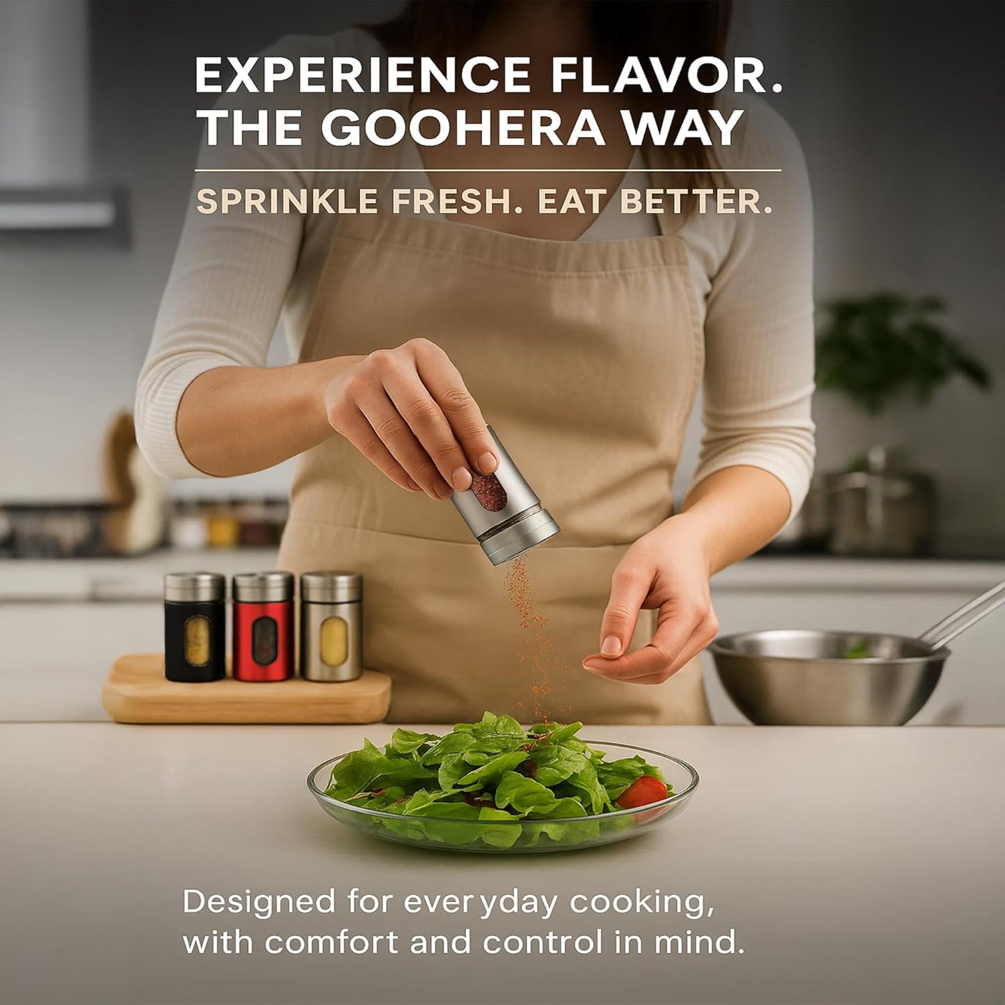 4-Piece Premium Stainless Steel Salt and Pepper Shakers Set – Adjustable Pour Holes Spice Dispenser for Salt, Sugar, Cinnamon, and Pepper – Stylish Kitchen Seasoning and Spice Shaker Set