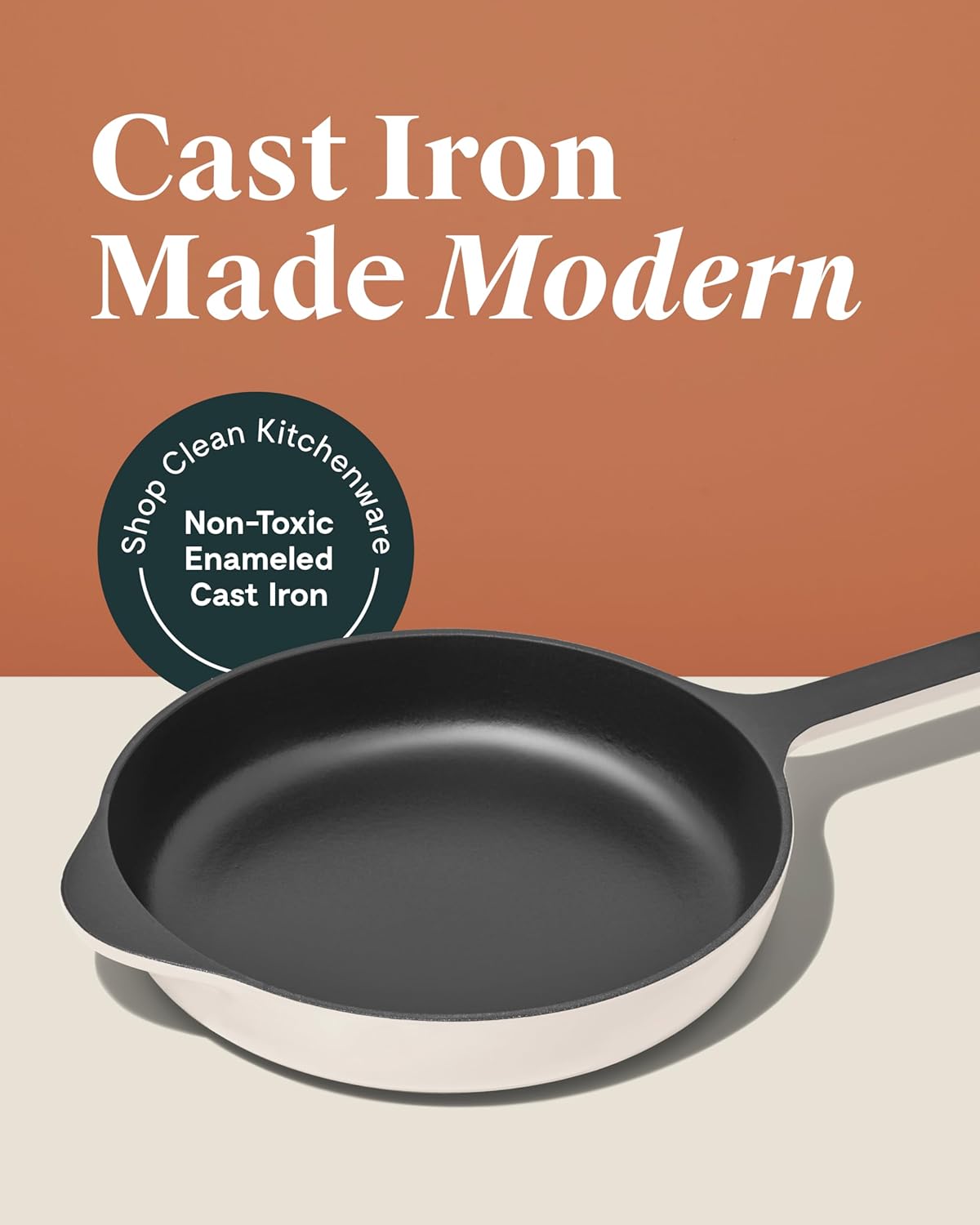 Caraway Cast Iron Skillet - 10.5” Enameled Cast Iron Pan With 3 Layer Enamel Coating - No Seasoning Required - Compatible With All Stovetops - Free From Forever Chemicals - Gray