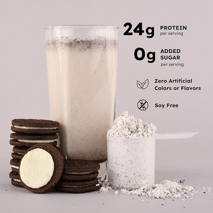 Earth Fed Muscle Husky Dunker Cookies N' Cream Truly Grass Fed Whey Protein Powder - No Artificial Ingredients, Soy Free, Non-GMO and Hormone Free (2 Pound, 27 Servings, Cookies n' Cream)