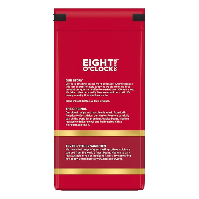 Eight O'Clock Coffee The Original Ground Coffee, Medium Roast, 12 Ounce (Pack of 6) - Sweet, Fruity, Well Balanced