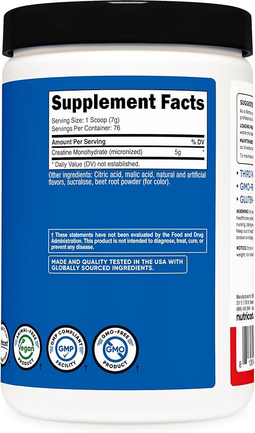 Nutricost Creatine Monohydrate Powder (Fruit Punch, 500 Gram)