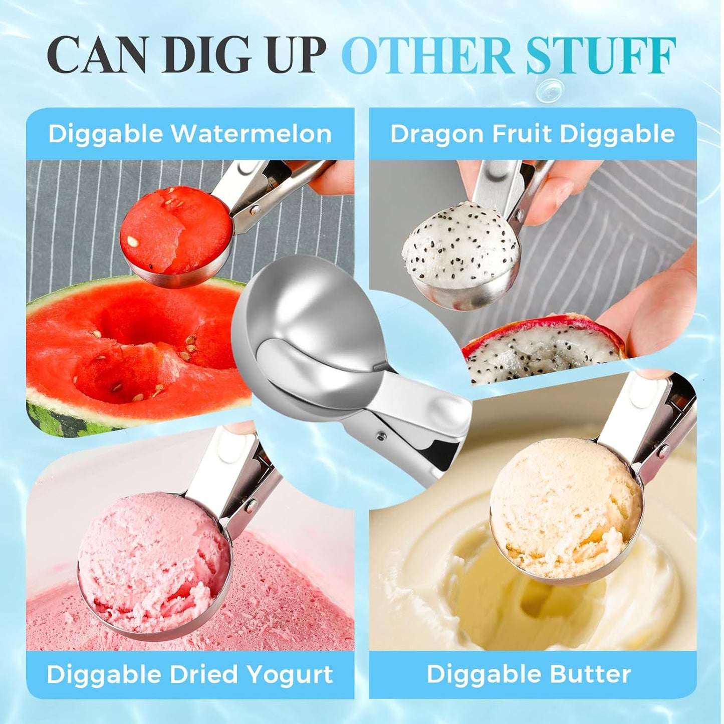 Ice Cream Scoop, 2025 New Heavy Duty Aluminum Scoop, Nonstick Gelato Scoop for Dessert Shop, Ergonomic Handle Metal Ice Cream Scoop for Home Use (1)