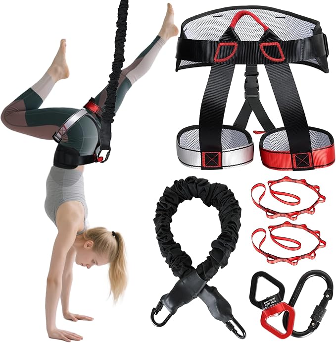 Heavy Duty Bungee Fitness Set – Professional 4D Bungee Resistance Band for Home Gym, Yoga & Air Dance – Adjustable Harness with 360° Rotational Device,Includes Workout Guide