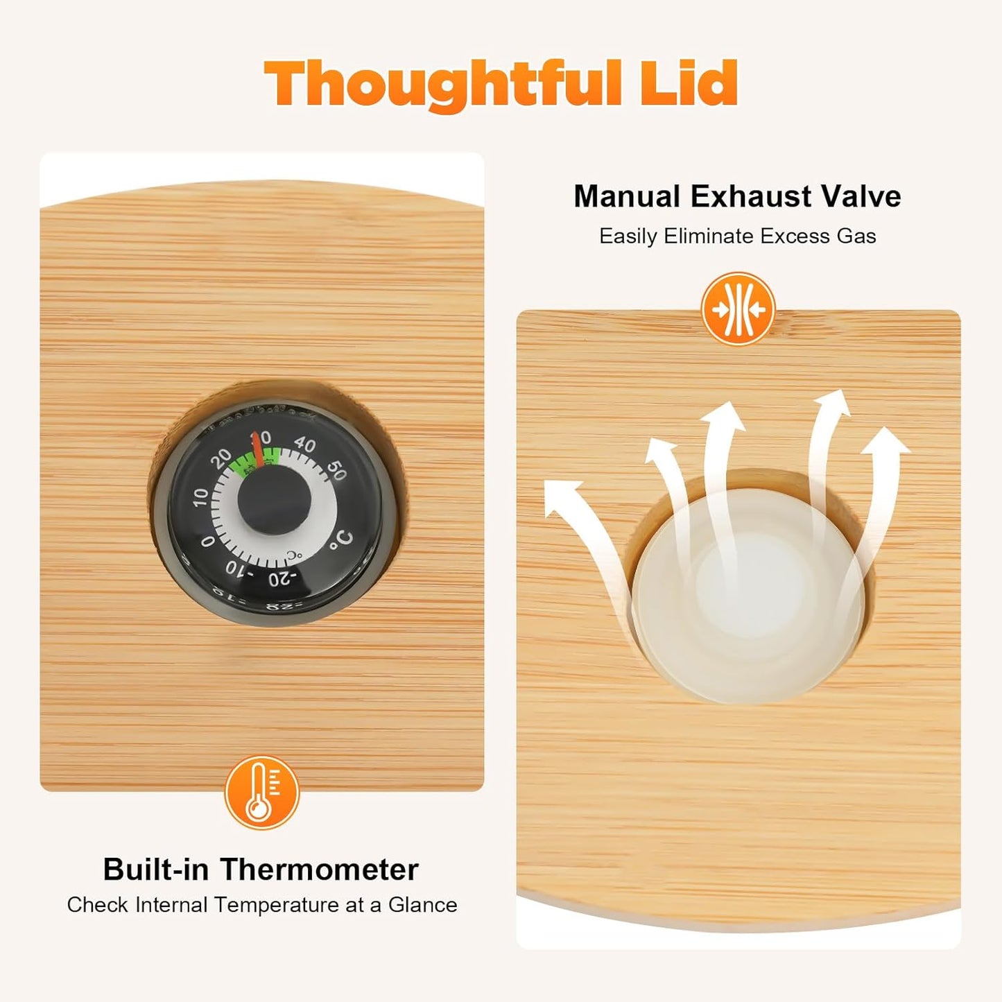 CNCEST Flour and Cereal Container, Glass Rice Dispenser, Countertop Cereal Dispenser with Measuring Cup, Airtight Lid & Wooden Stand for Storing Rice, Flour, Nuts, Coffee Beans (5L/1.32Gal)