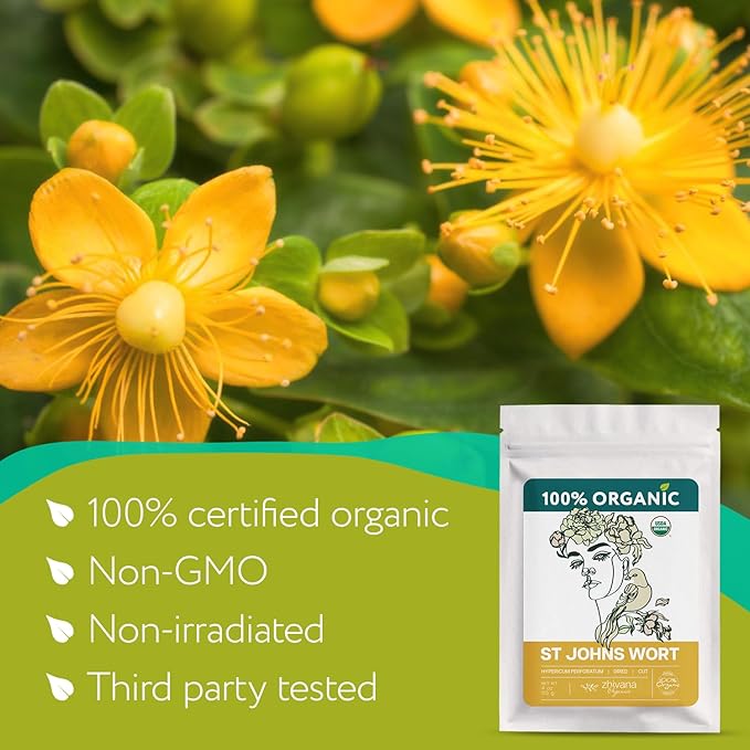 Organic St Johns Wort Tea (4 oz.) – 100% Pure Dried Saint John’s Wort Herb – Te de Hierba de San Juan Organica