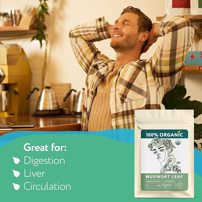 Mugwort Tea Organic Loose Leaf (4oz) – Mugwort Herb - Artemisia Hierba Seca Organica – Dried Mugwart Leaves