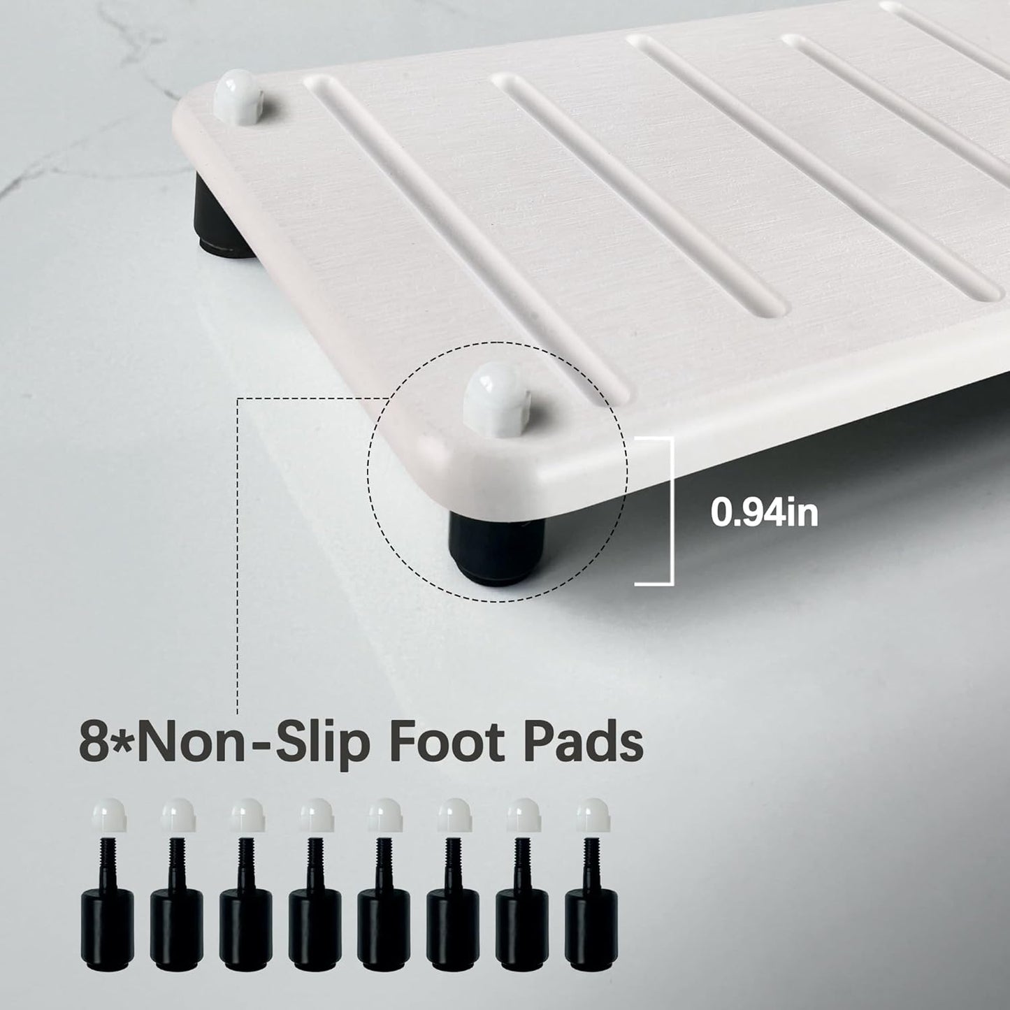 2PCS Water Absorbing Stone Drying Mat for Bathroom Sink & Kitchen Counter Organizer, Instant Dry Soap Dispenser Sponge Holder, Sink Caddy, Vanity Tray (8.66"x4.33"-White)