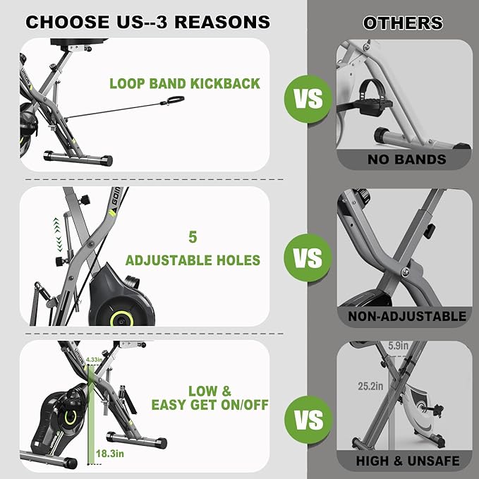 Exercise Bike, 5 in 1 Foldable Stationary Bike for Seniors, 16-Level Adjustable Magentic Resistance, Indoor Recumbent Bike with 330LB Capacity, Comfortable Seat Backrest