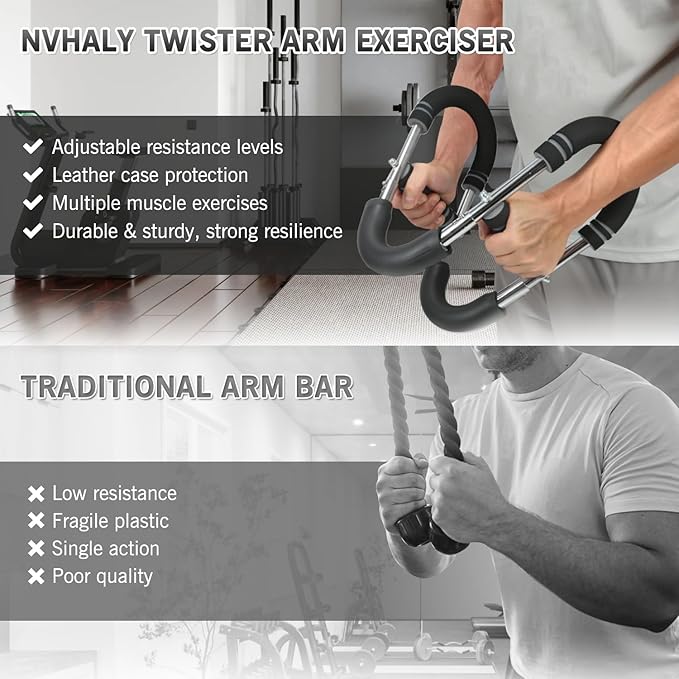 Twister Arm Trainer - Adjustable 60-100lbs Resistance Arm & Chest Workout Equipment for Home Gym Fitness , Arm Strengthener for Men, Power Twister Bar for Biceps, Forearm & Shoulder Training