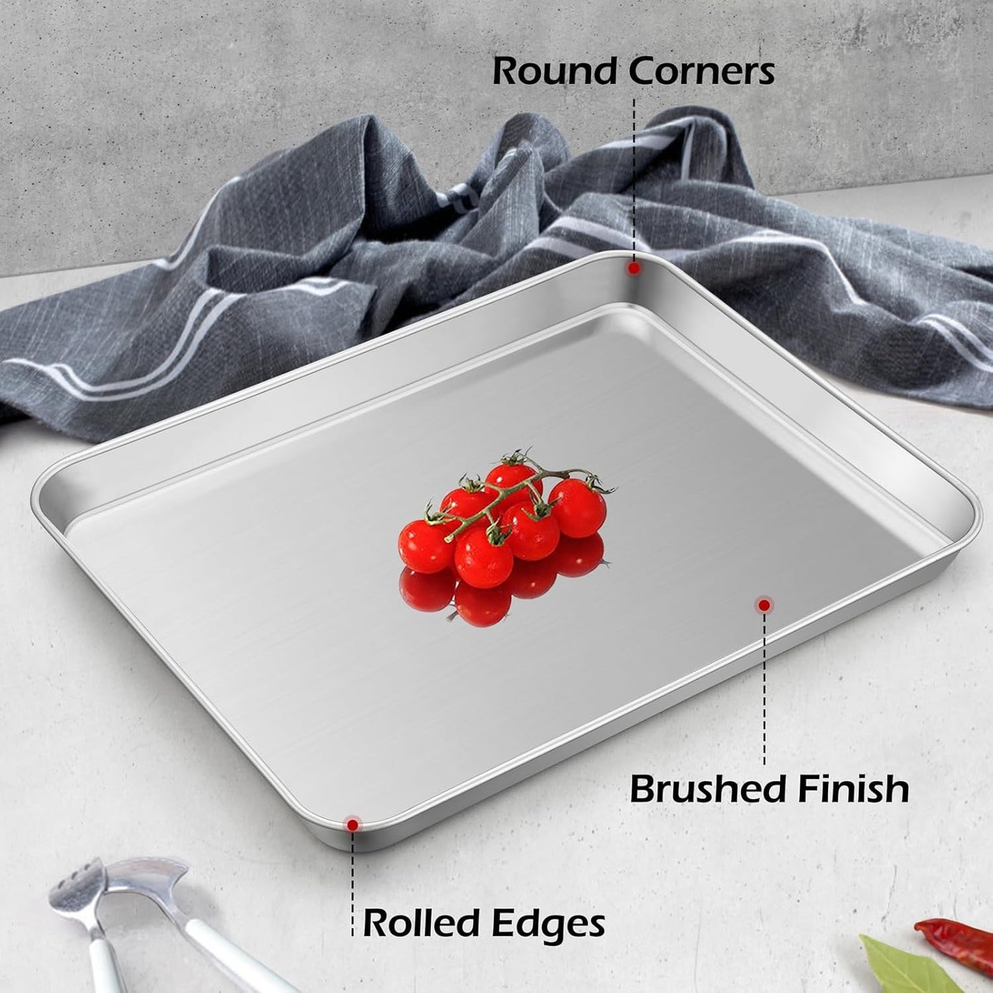 2Pack Large Cookies Sheets for Baking, Leonyo 20IN x 14IN Stainless Steel Baking Sheets, 1.2IN Deep Metal Toaster Oven Pan Tray for Oven, Dishwasher Safe