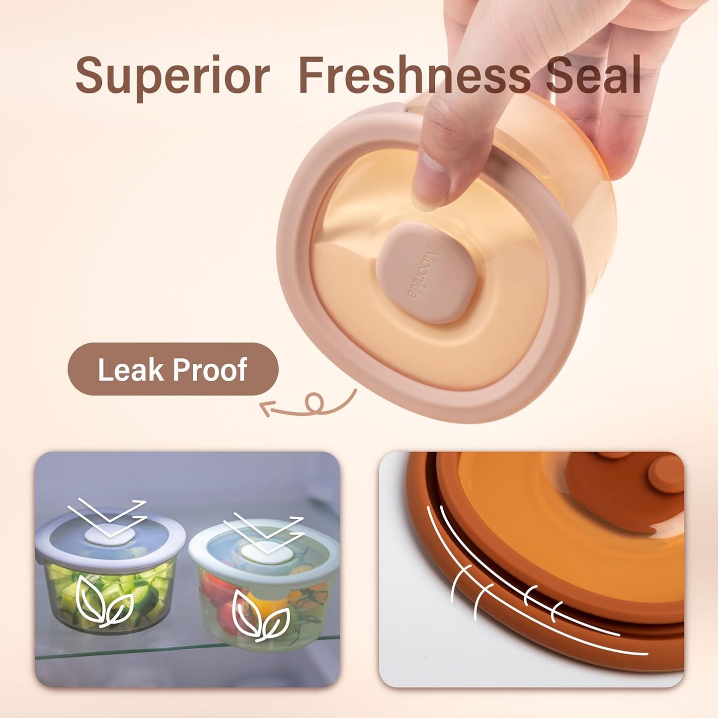 Moonkie Silicone Snack Containers for Kids and Toddlers | 8 oz Baby Food Containers with Airtight Lids and A Snack Lid | Baby Food Jars | BPA Free | Freezer & Dishwasher Safe | 6 Pack