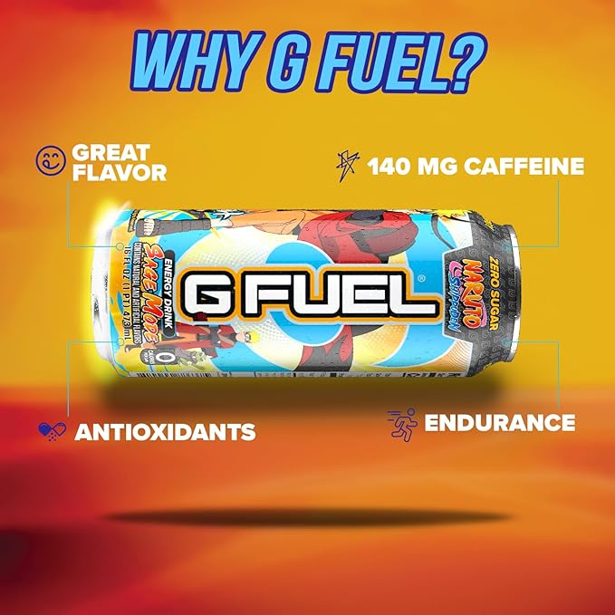 G Fuel Energy Drink, Pomelo White Peach, Sugar Free Beverage with 300mg Caffeine, Daily Energy Boost with Focus Amino, Vitamin + Antioxidants, 16 oz Cans (Sage Mode, 12-Pack)