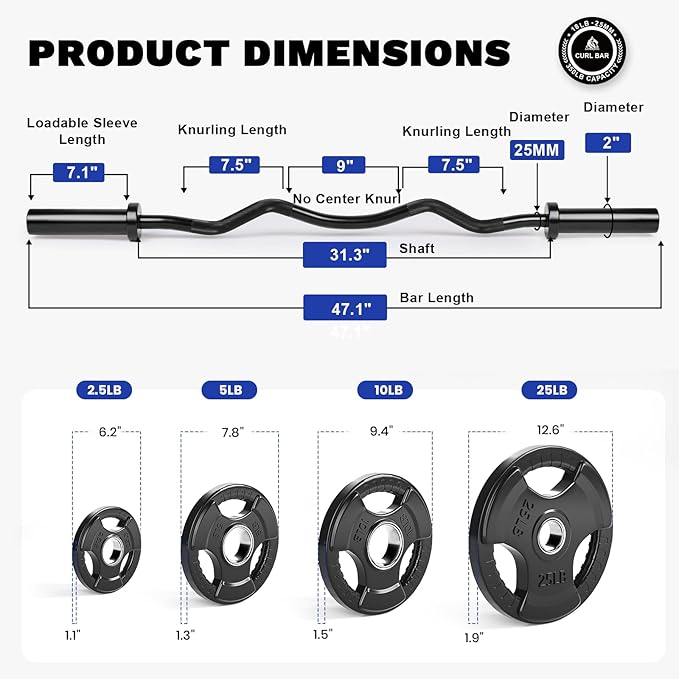 LIONSCOOL Premium 4ft/4.9ft/6ft Barbell for Strength Training and Olympic Weightlifting, 2 Inch Bar for Squats, Curls, Deadlifts, Presses, Hip Thrusts, 350lbs/500lbs/700lbs Weight Capacity