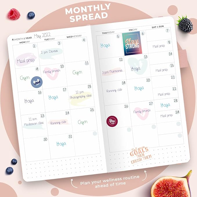 Clever Fox Wellness Planner - Weekly & Daily Health and Wellness Log, Food Journal & Meal Planner Diary for Calorie Counting, Notebook for Medical Condition Tracking – Pocket size (Rose Gold)