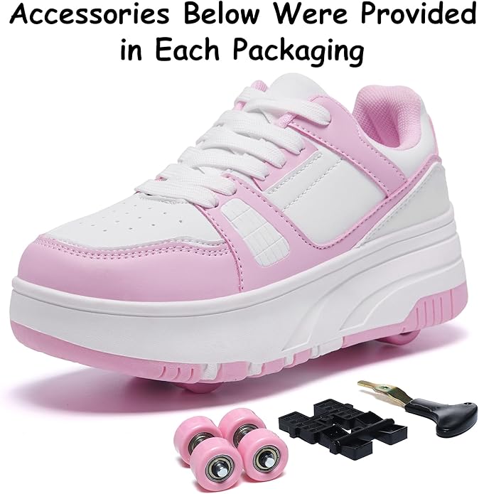 Roller Skate Shoes for Kids Girls Boys Detachable Wheeled Fashion Sneakers