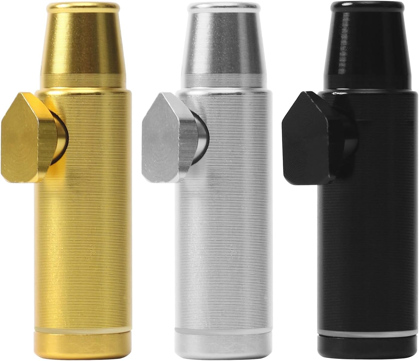 3 Pack NTIERA Mini Pepper Shaker,Premium Metal SnufBullet Spice Dispenser and Sweetener Portable Travel Storage (Anodized Aluminum)