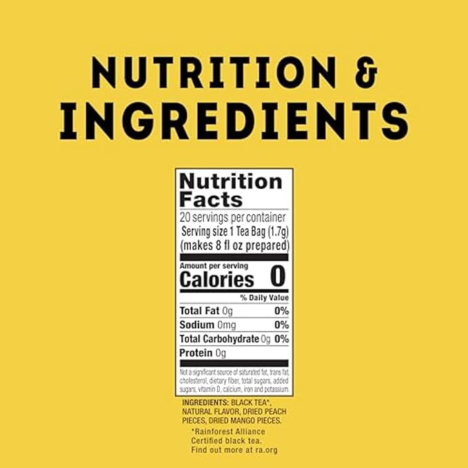 Lipton Black Tea Peach Mango, Pyramid Tea Bags, Flavored Teabags for a Refreshing Cup of Tea, 20 Total Tea Bags