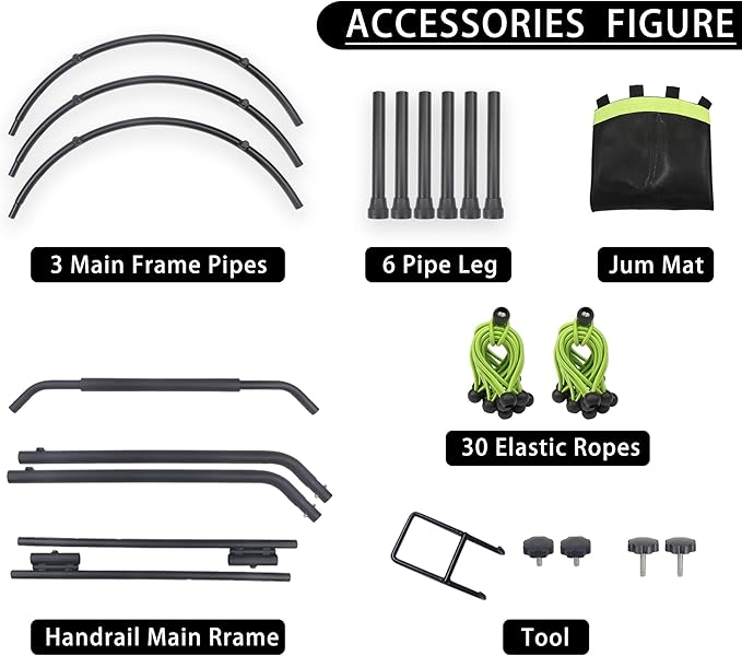 Newan 40" Silent Mini Trampoline with Adjustable Handle Bar Fitness Trampoline Bungee Rebounder Jumping Cardio Trainer Workout for Adults - Max Limit 330 lbs