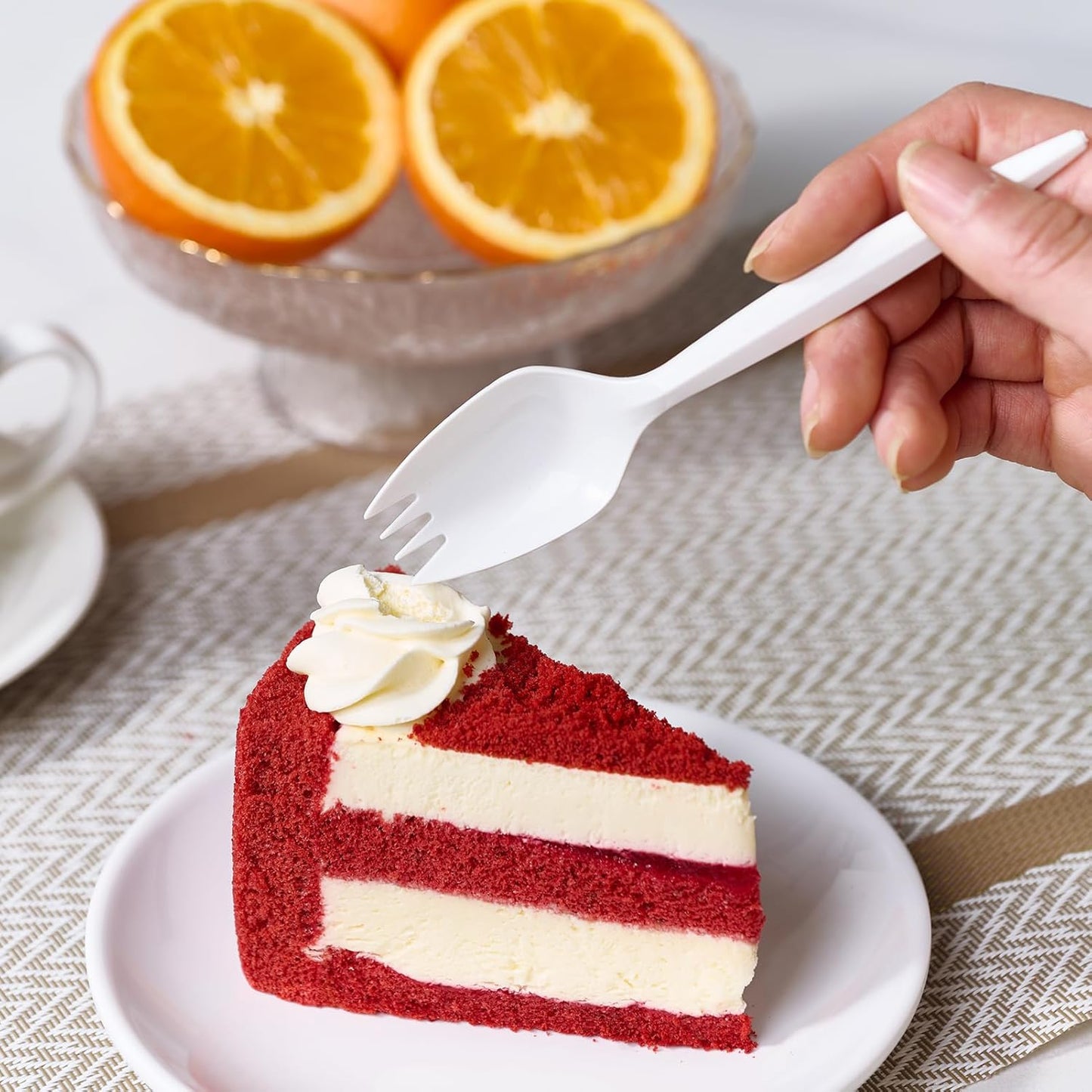 FOCUSLINE 2000 Pack White Disposable Sporks, Heat Resistant Plastic Sporks Bulk, Plastic Silverware for Take out Restaurants, Parties, Picnics, Travel & Any Events