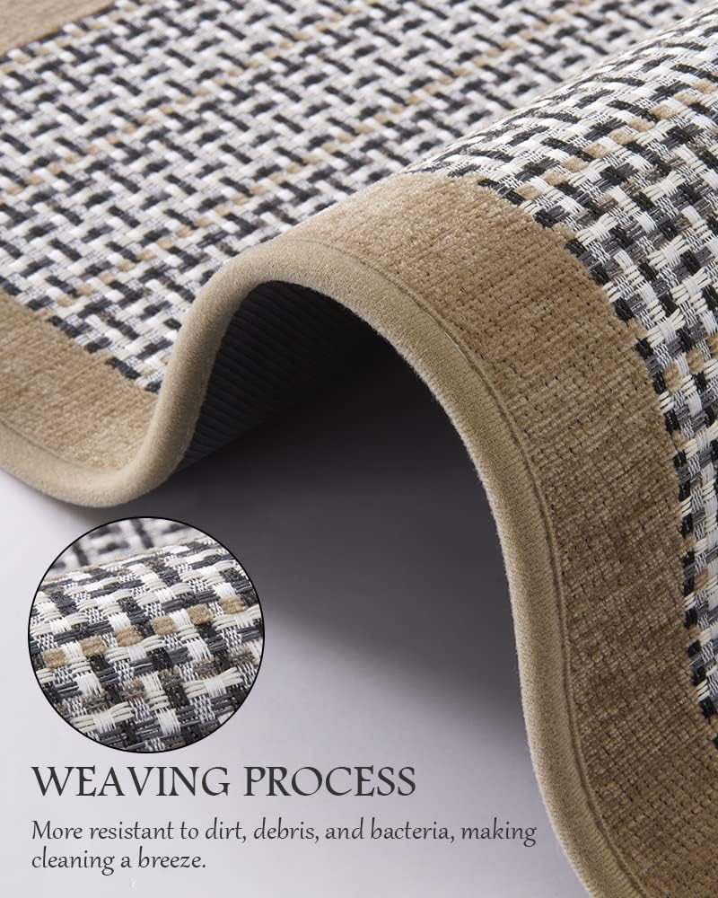 PADOOR Kitchen Mats for Floor, Kitchen Rugs Non Slip Washable, Half Circle Kitchen Floor Mat Sink Rug Rubber Backed Super Absorbent, 20”x32” Brown