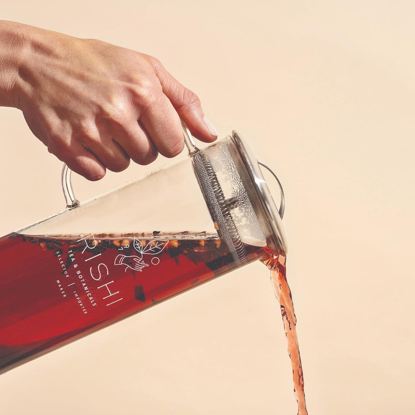 Rishi Tea Simple Brew Teapot - For 33oz Loose Tea Preparation, Built-in Strainer, Everyday Teaware, Easy to Clean, Borosilicate Glass, Enjoy Hot or Iced Tea - 1000ml